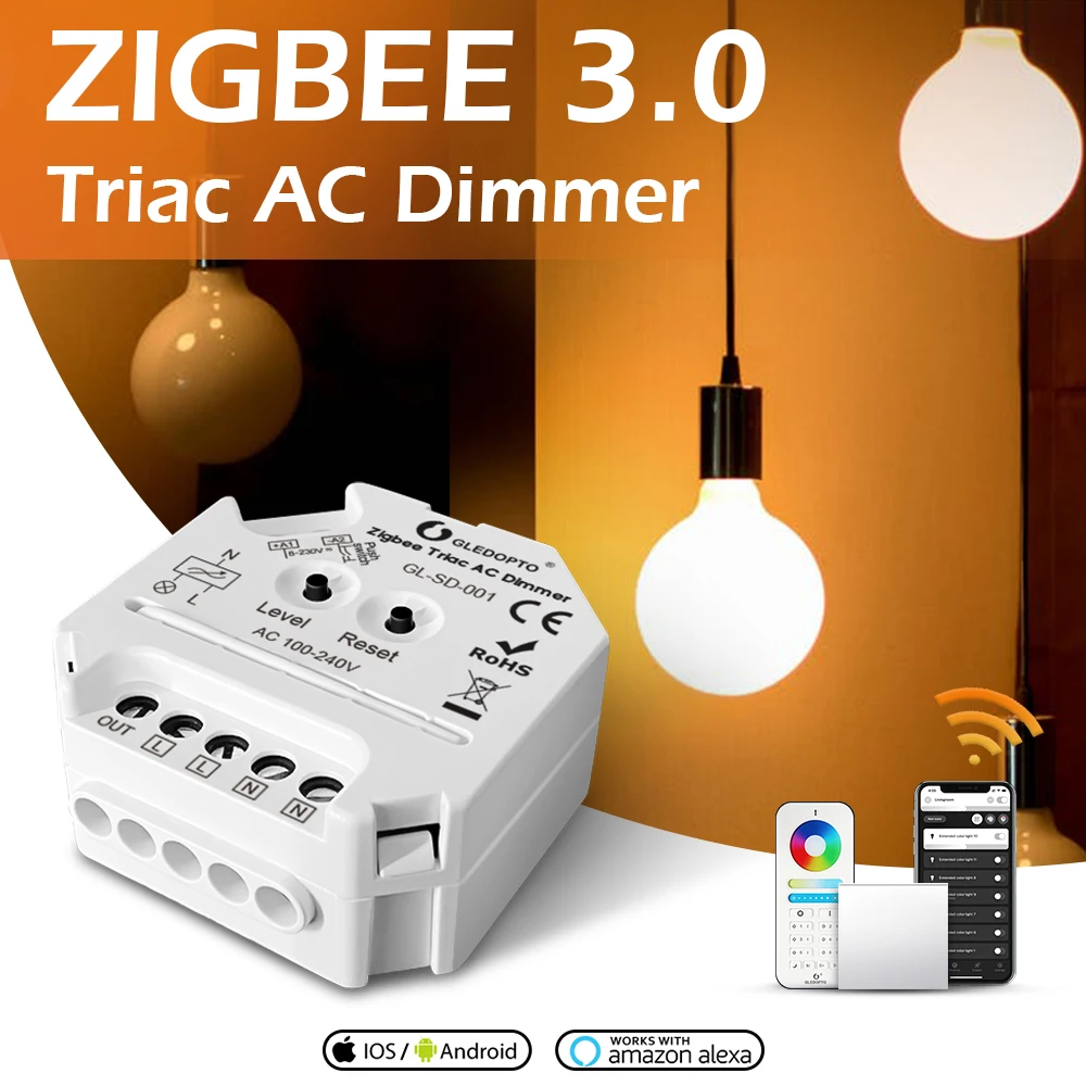 GL-SD-001 GLEDOPTO 2 4G AC100-240V реле ВКЛ-ВЫКЛ контроллер замена Zigbee Triac