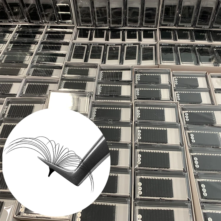 Professional las extension supplies individual eyelash extensions private label matte black volume las extension trays