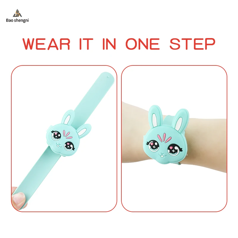 Fashion OEM Digital Children Cartoon Rabbit Watches For Kids LED Snap Analog Toys Watch Kids Gift Light Wrist Watch