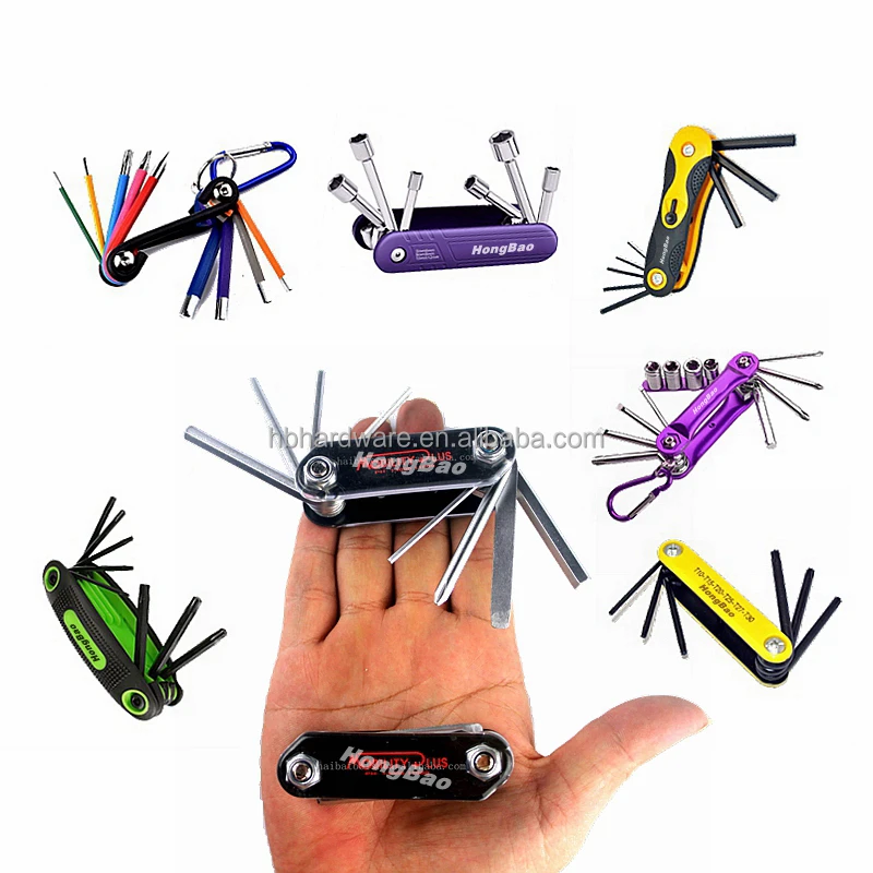 New Gift 8 Piece OEM LOGO Folding Allen Key Set Multi Usage hex key set for Bicycle Household Repairing Foldable Hex Key Set