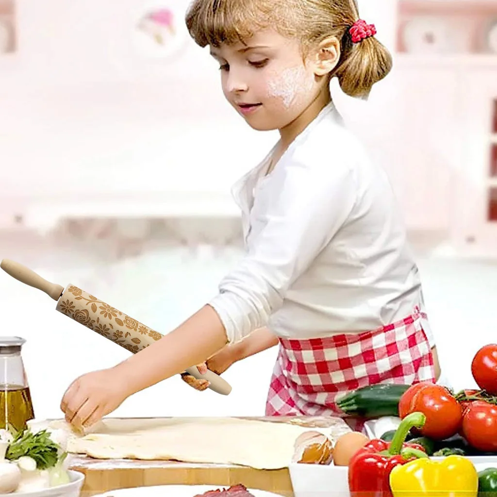 Manufacturers Custom Handle Wooden Rolling Pin Kitchen Supplies Activity Solid Wood Rolling Pin