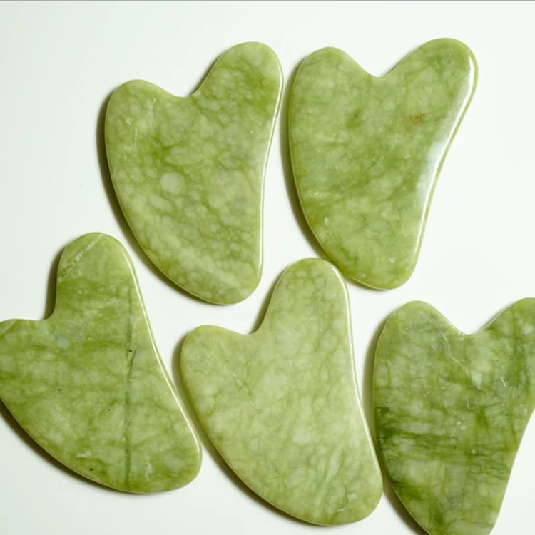 Best price 100% Natural Anti Aging green xiuyan Jade gua sha Therapy timing control and slimming face Jade Facial gua sha board