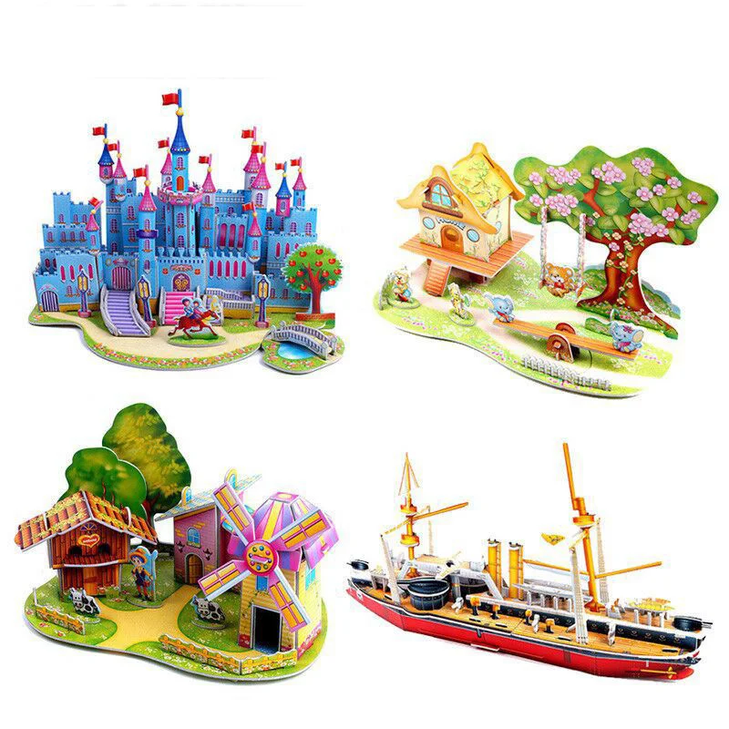 DIY kids toy puzzles for business cheap promotional giveaway printing colorful paper 3D jigsaw puzzle