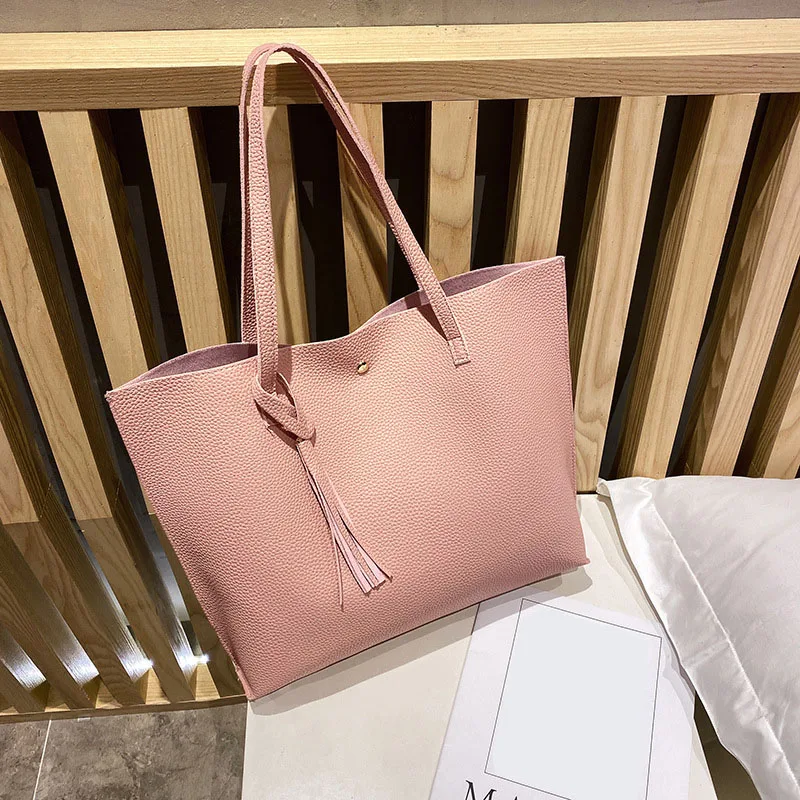 Женская Сумка-тоут из мягкой искусственной кожи с кисточками