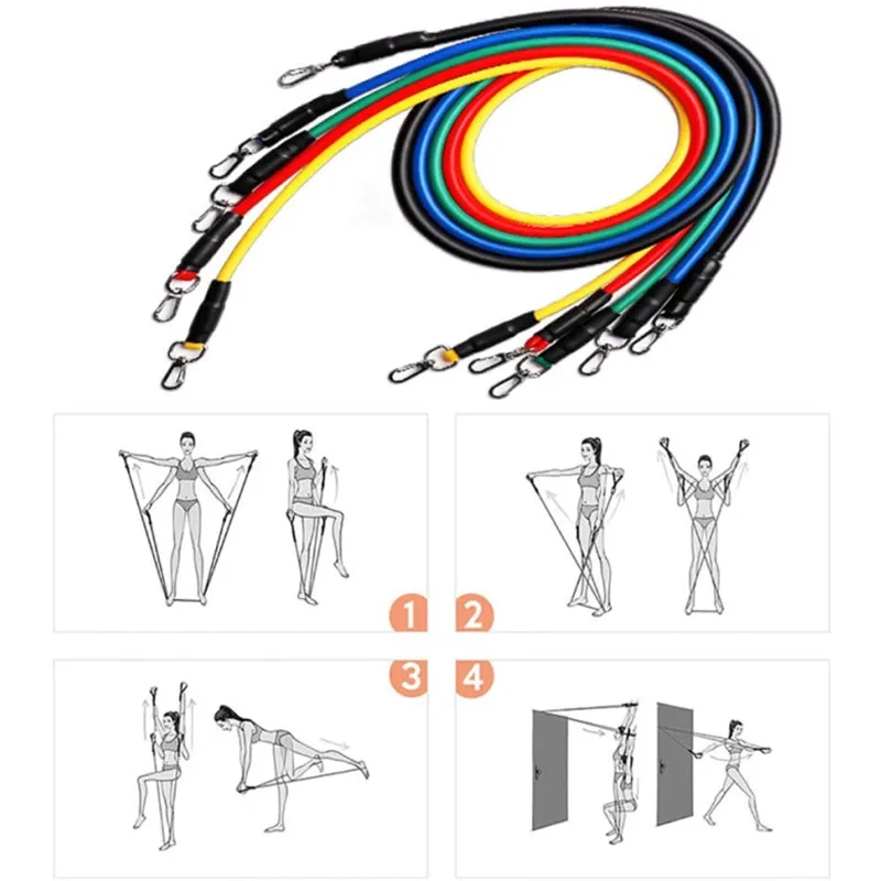 GEDENG Exercise Workout Training Tubes 11pcs custom Factory wholesale 11 Pcs Gym fitness tpe latex exercise resistance band tube