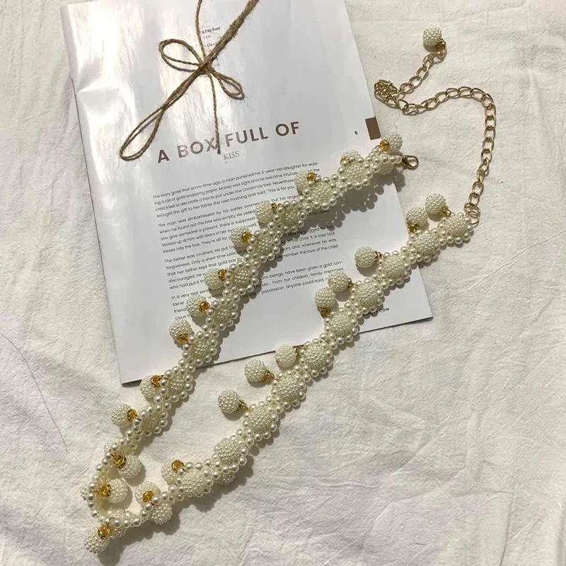 New Ladies Pearl Waist Chain Women Long Dress Decoration Custom Waist Chain Fashion Slim Pearl Chain Belt Wholesale