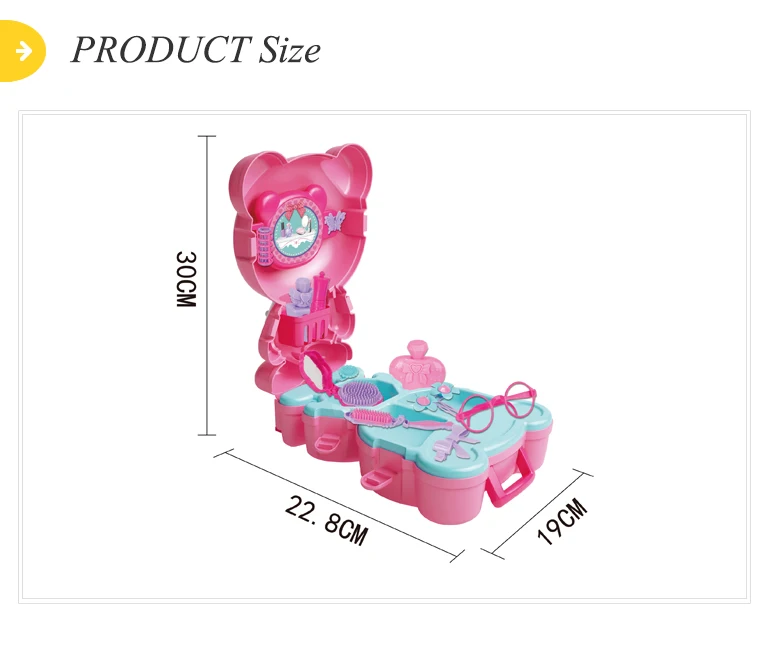 Girls backpack pretend play game dress kids makeup toys