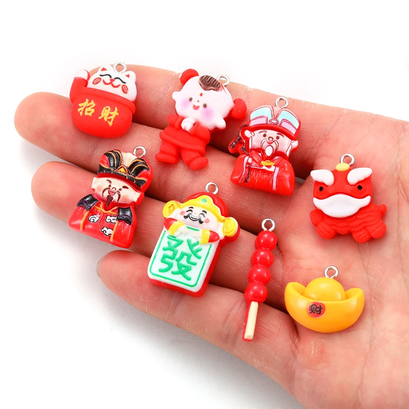 Chinese New Year charm lantern Decoration Yuanbao God of wealth Lucky Bag DIY Key ring bag handmade jewelry pendant W381