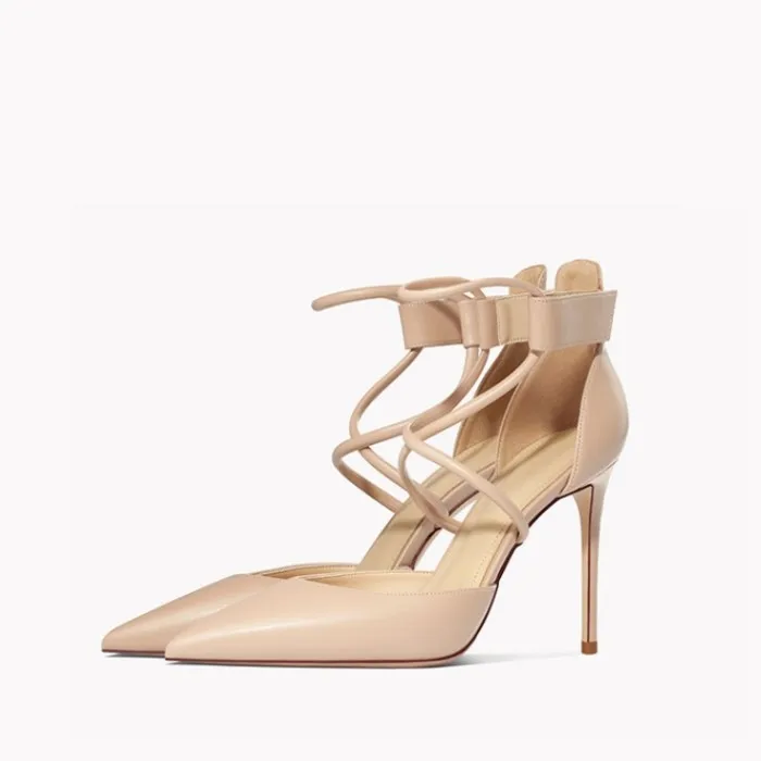 Handmade High Heels Ladies Stilettos Strappy Pumps Women Summer Ankle Strap Shoes Large sizes43 44 45 46