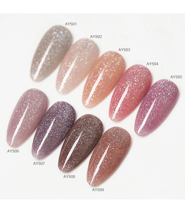 AS 2024 Wholesale new Semipermanent 15ml/bottle Gel Polish Nails UV Varnish Glitter Glass Nail Art Polish For Manicure