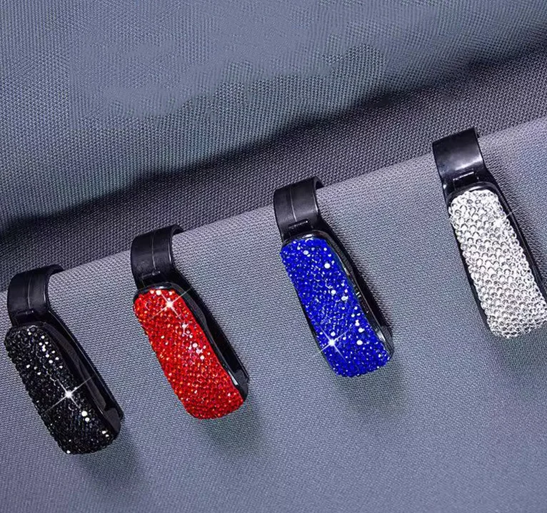 Car Auto Bling Rhinestone  Glasses Sunglasses Card Ticket Rhinestone Holder Clip