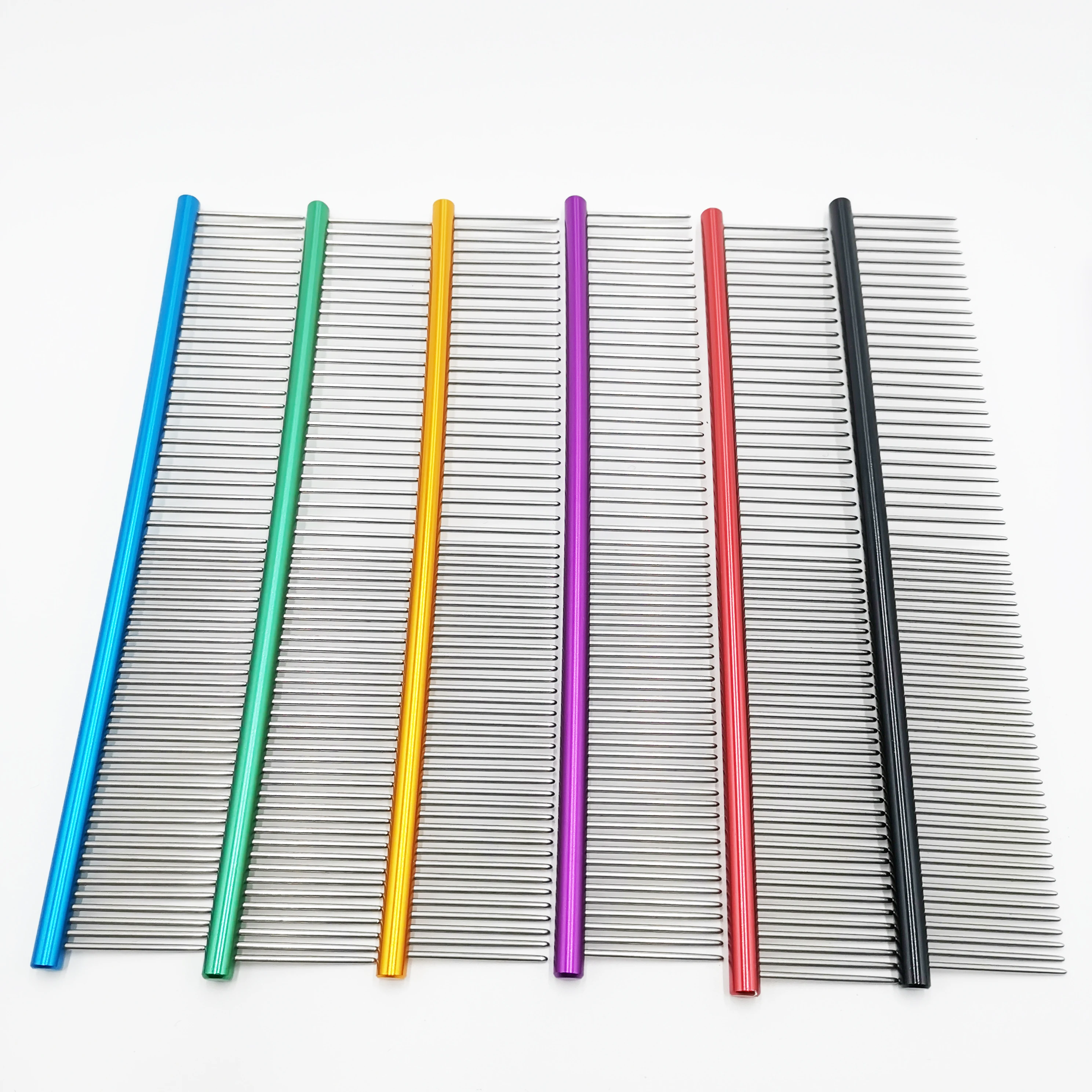 Manufacturer customized logo stainless steel long needle pin pet cat hair remover dog grooming comb