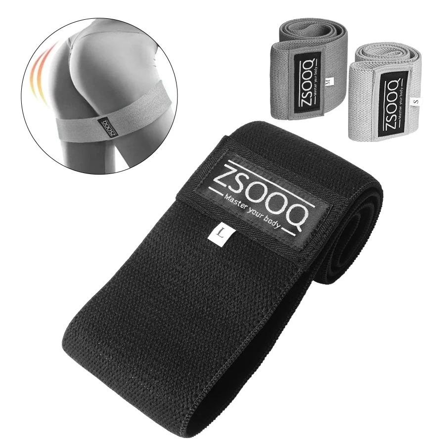 Home gum 3 level non slip yoga elastic resistance band custom printed stretch yoga fabric booty training band