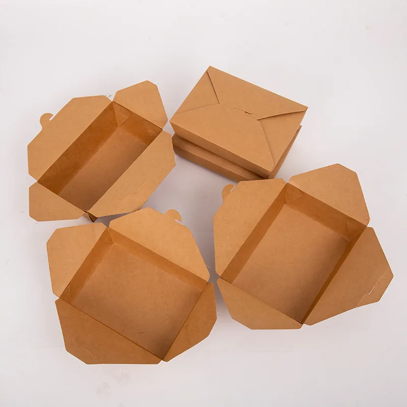 Hot Selling Take Away Fast Food Packaging Brown Kraft Paper Lunch Boxes For Restaurant