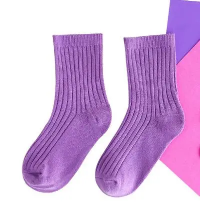 Kids Bright Colors Combed Cotton Socks Boys Girls Mid-calf Sport Socks Quarter Size Dress Socks