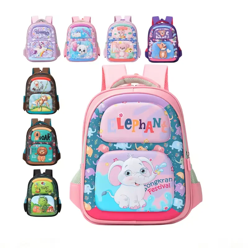 New Boys and Girls Cute 3D Cartoon Animal Kids Backpack Wear-resistant Primary School Students Schoolbag