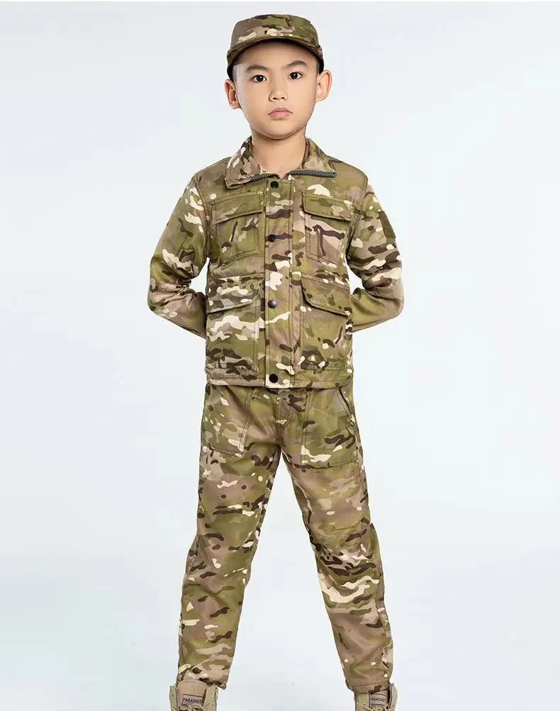 Children Outdoor Training School Military  Camouflage Suit  Kids Training Suit Combat Jacket Pants Set