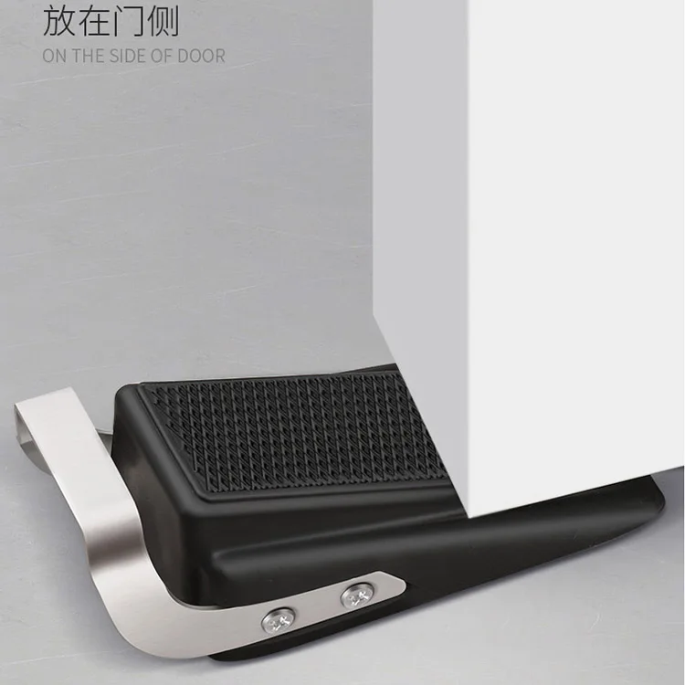 Wedge Security Door Stops with Door Holder Heavy Duty Gray Rubber Door Stoppers Works On All Floor Types