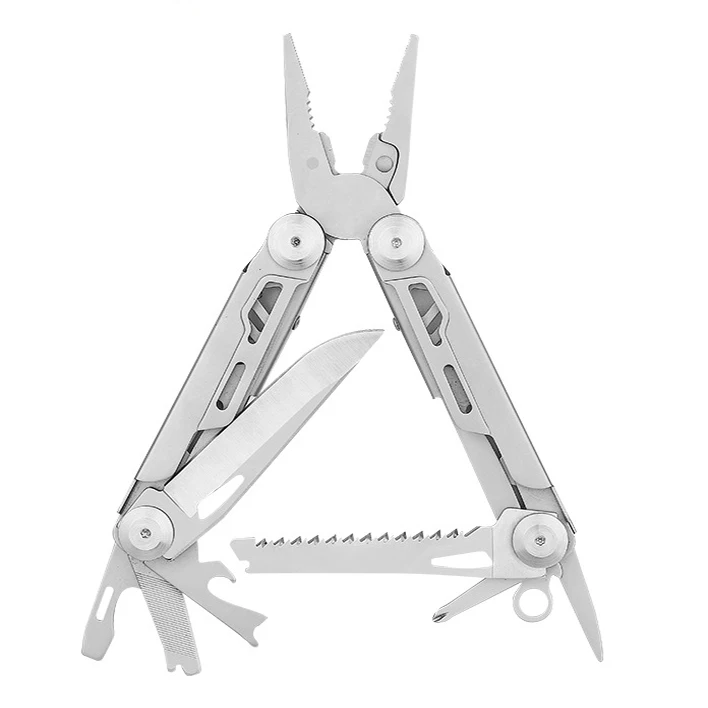 Outdoor portable multi tool 14 in 1 combination stainless steel folding multitool pliers