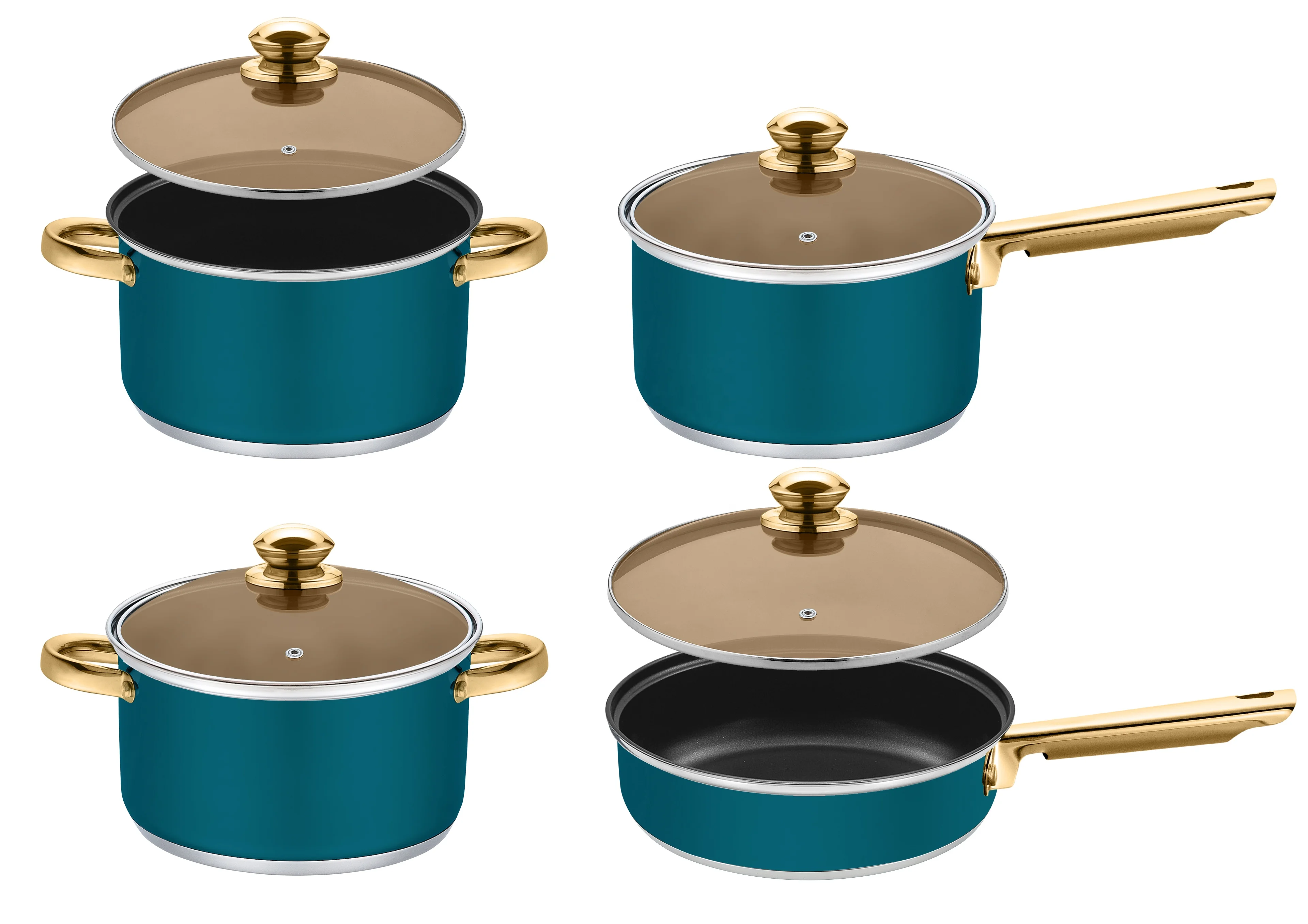 Realwin Wholesale Customization 12Pcs Non-stick Cook Ware Pots And Pans Sets Stainless Steel Cookware