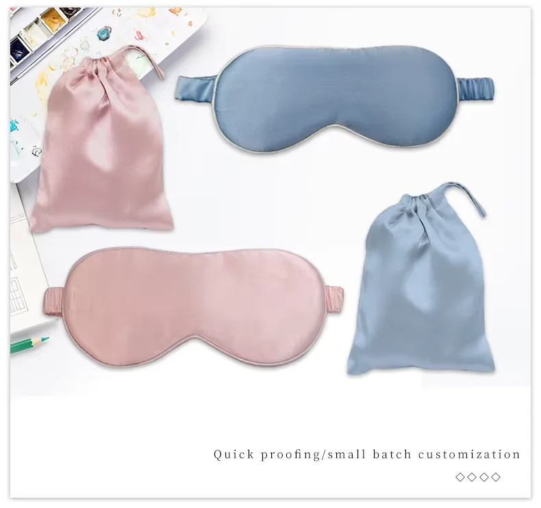 Satin Air Travel Silk Eye Mask Set with Drawstring Bag Hair Scrunchie Hairband for Home Textile