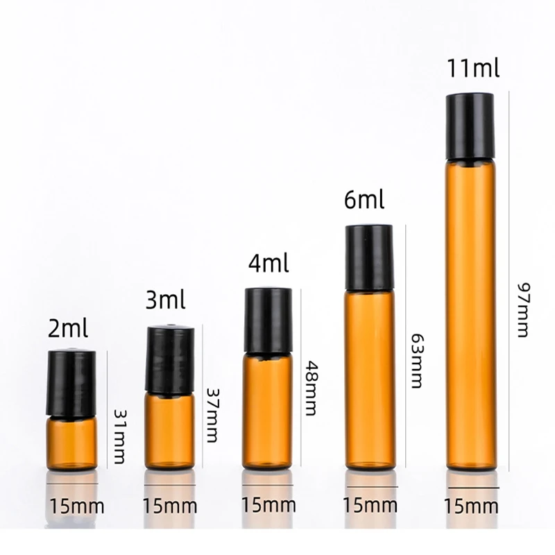 Wholesale  2ml 3ml 4ml 6ml 11ml Mini Tube Amber Clear Glass Roll On Bottle with  Gold Screw Cap For Serum Essential Oil Test