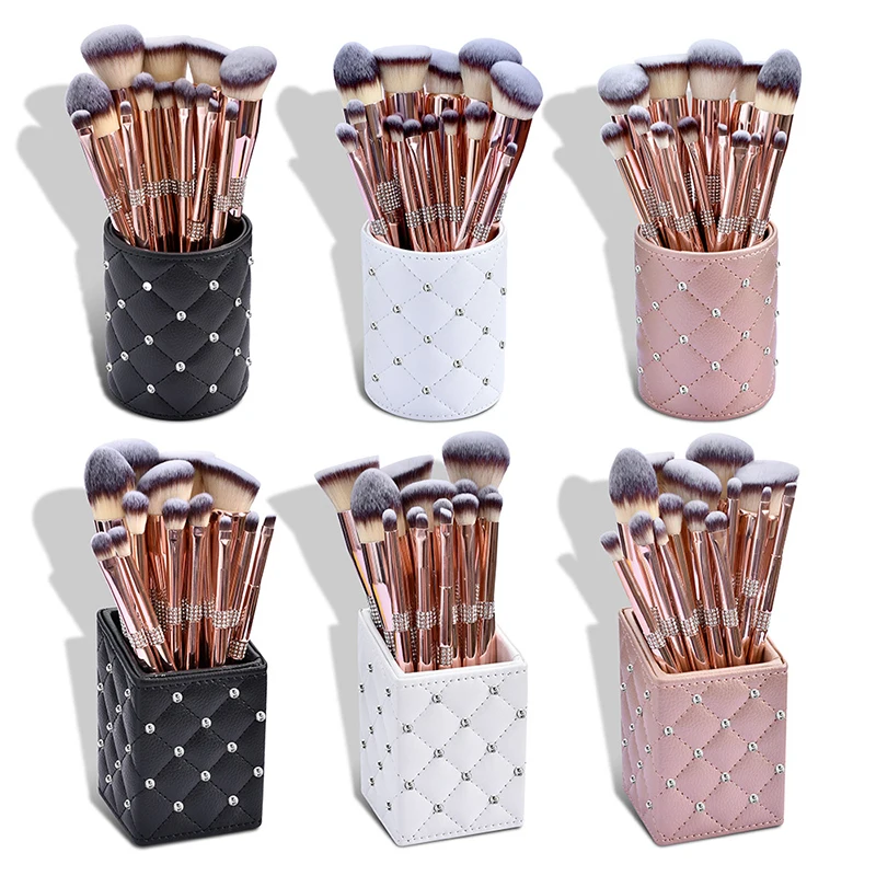 Factory Wholesale Custom 12PCS Luxury Glitter Diamond Bling Private Label Makeup Brush Rose Gold Makeup Brushes Set