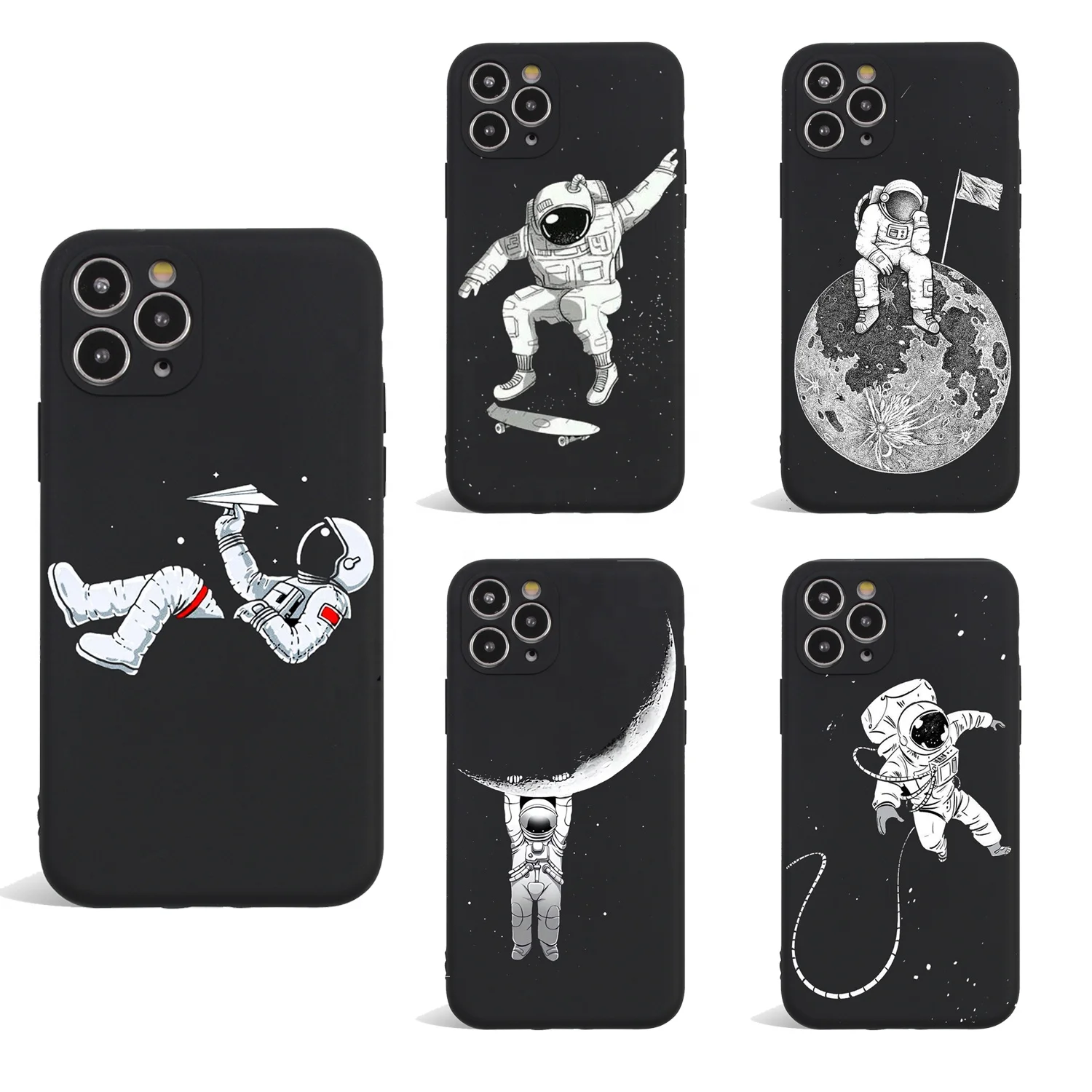 
Ready to ship creative printed outer space spaceman pattern tpu matte shockproof phone case for iPhone 