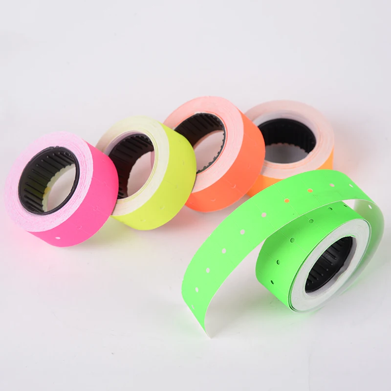 Orange Green Pink Red Colorful Self adhesive Grocery Shop Paper Price Label Rolls For Single Line MX5500 Price Label Machine