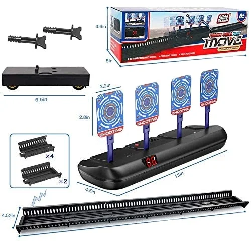Kids indoor outdoor sports digital scoring moving electronic shooting target with tracks compatible for nnerf