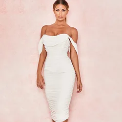 Sexy V Neck Ruched Bodycon Mini Party Cocktail Wrap Wrinkled Chiffon Summer Dresses White Sundress