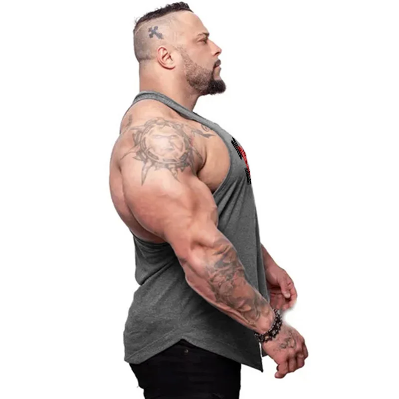 Running Vest Men Cotton Workout Compression Shirt Bodybuilding Fitness Tank Top Men Breathable Gym Clothing Male Sport Shirts