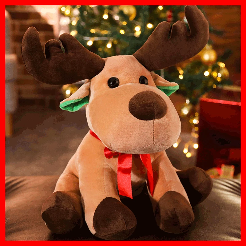 New design  Different Sizes  Cute Cartoon gift Soft stuffed Animal Sleeping Comfort Accompany Christmas Elk Plush Toy