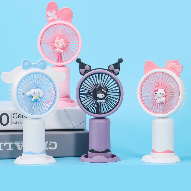 Wholesale Anime Handheld Fan KT Cat USB Charging Summer Fan Cartoon Portable Mini Fan Kawaii Cute Kids Gifts
