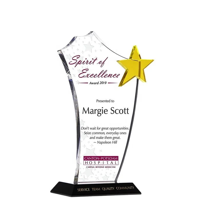 New Design Custom Crystal Blank Star Plaque Trophy Crystal Glass Awards