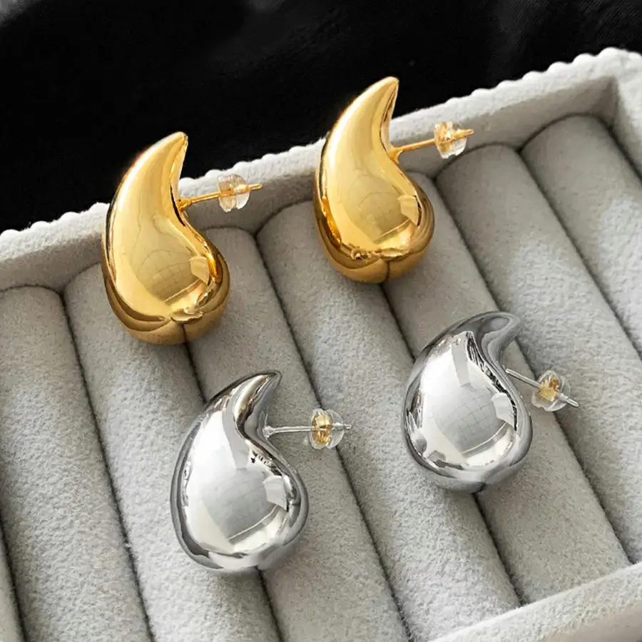 Personalized Jewelry High Quality Hot selling water drop shaped earrings for women chunky stainless steel gold tear drop earring