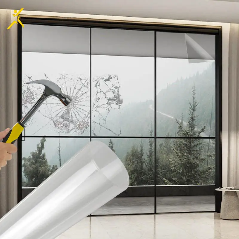2mil 4mil 8mil 12mil PET Safety Window Film Transparent Explosion Proof Anti Scratch Protective Glossy window film