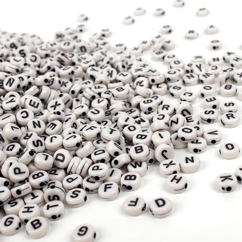 
7*3mm Flat Round White Acrylic Alphabet Letters Beads for Jewelry Making 