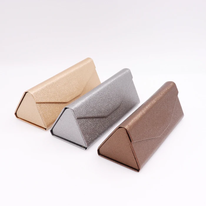 High quality blue luxury leather sunglass case custom logo foldable eye glass cases box folding