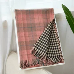 Autumn and winter new thickened warm double-sided fine grid scarf
