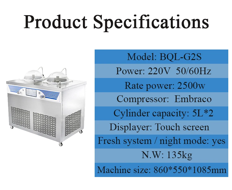 Doubul  head  gelato machine  Commerical Stainless steel cylinder hard ice cream machine Frozen Maker Italy Ice Cream Machine