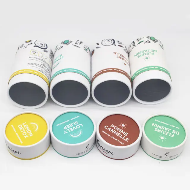 Custom High quality food grade round recycled paper tube cardboard packaging box for tea packaging luxury
