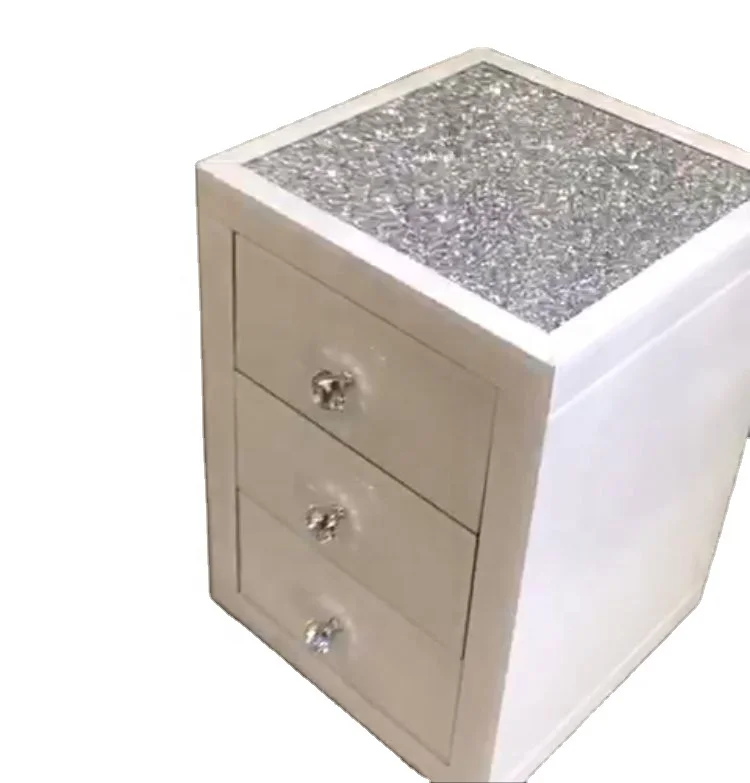 2022 LED Mirrored Nightstand Living Room Furniture Cabinet Mirrored Dressing Table Dresser Tallboy