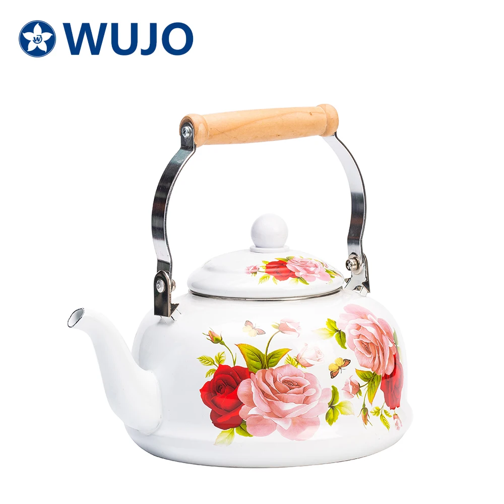 Турецкий эмалированный чайный чайник с деревянной ручкой оптом