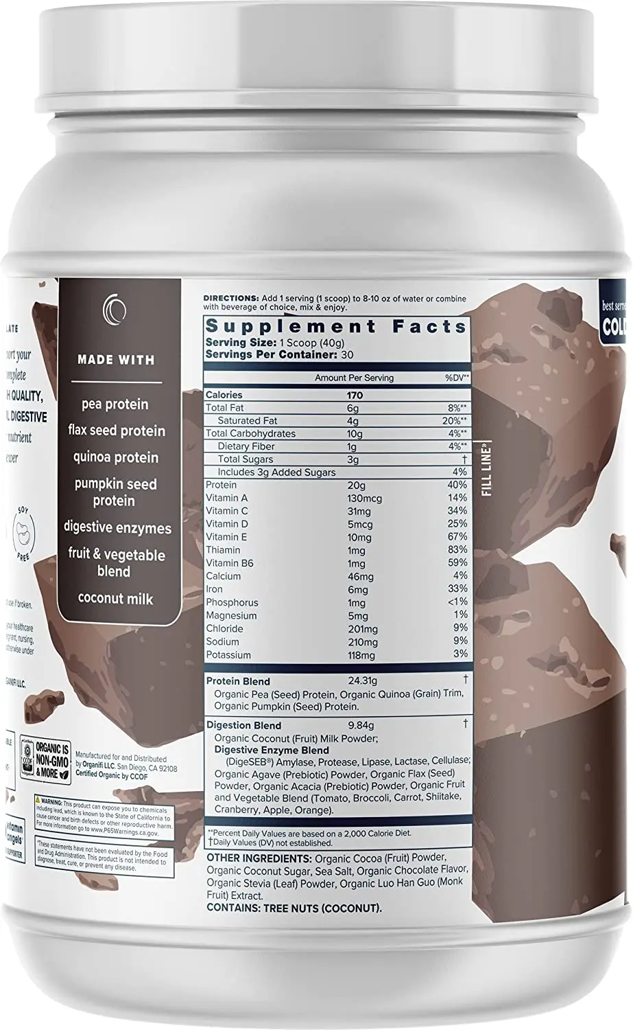 Wholesaler OEM Complete Protein Chocolate Flavor Organic Vegan Plant Based Protein Powder for Vitamin Supplements