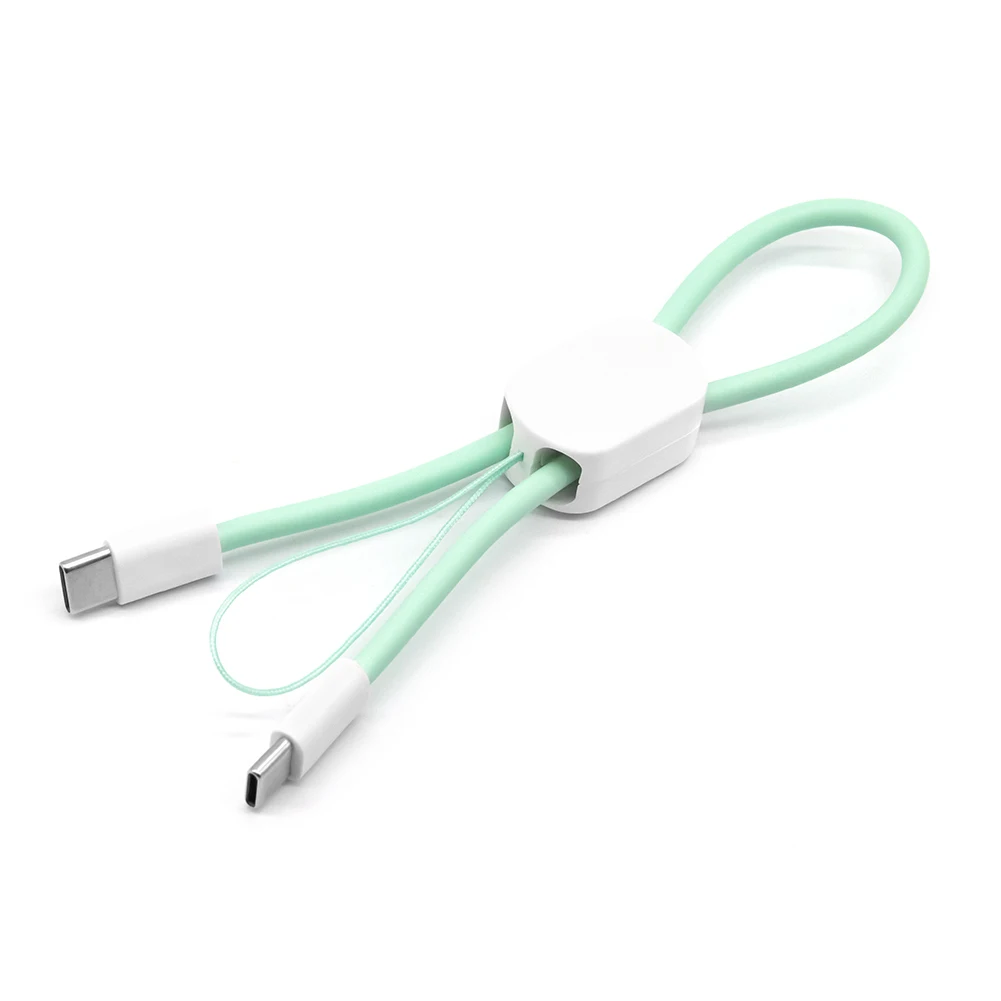 MOQ 100PCS Custom Logo TPE Lanyard Phone Charging Cable Type C to Type C Data Cable Charging For All Mobile Phone