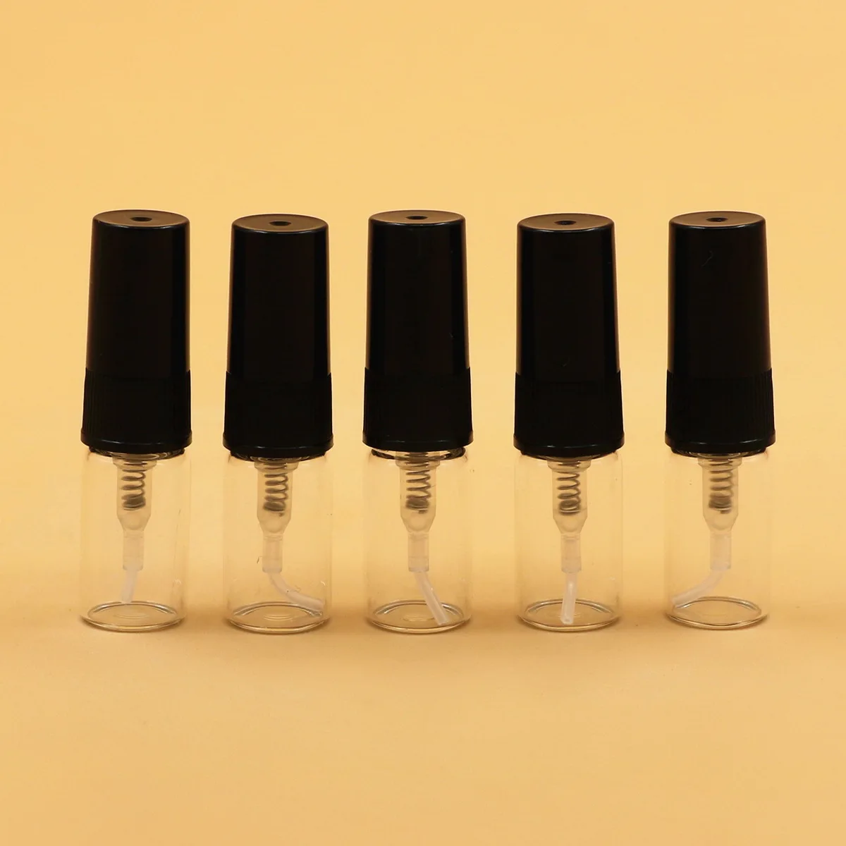 2ml Transparent Glass  Portable Spray Bottles Mini Vails Plastic Black Pump Perfume Bottles Fragrance Diffuser Bottle