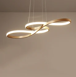 Golden Musical Note Shape Promise Dimming LED Chandelier Lighting for Hotel Cafe Restaurant