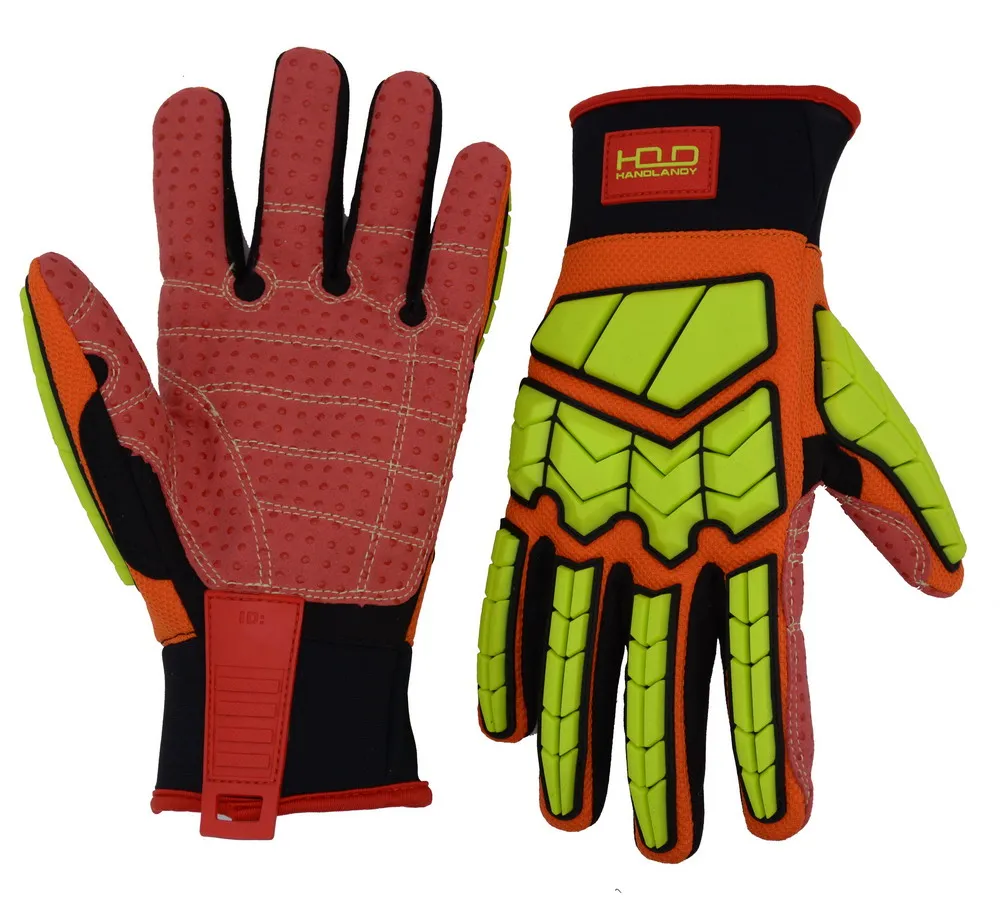 HANDLANDY anti slip Anti Impact Mining Safety Work Mechanic Gloves For Oil And Gas gloves