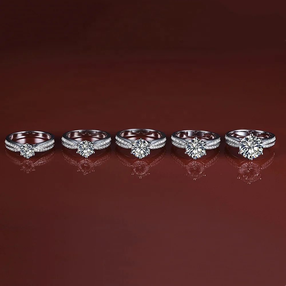 Wholesale Rhodium 925 Sterling Wedding Jewelry Large Stone Silver Solitaire Ring